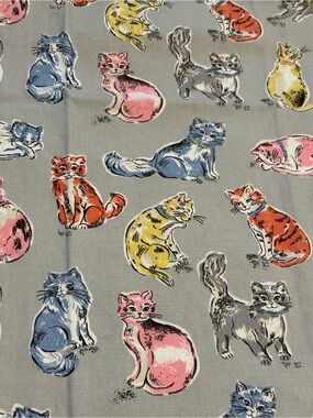 Cath Kidston Grey Multicolor Cat Print Tea Towel